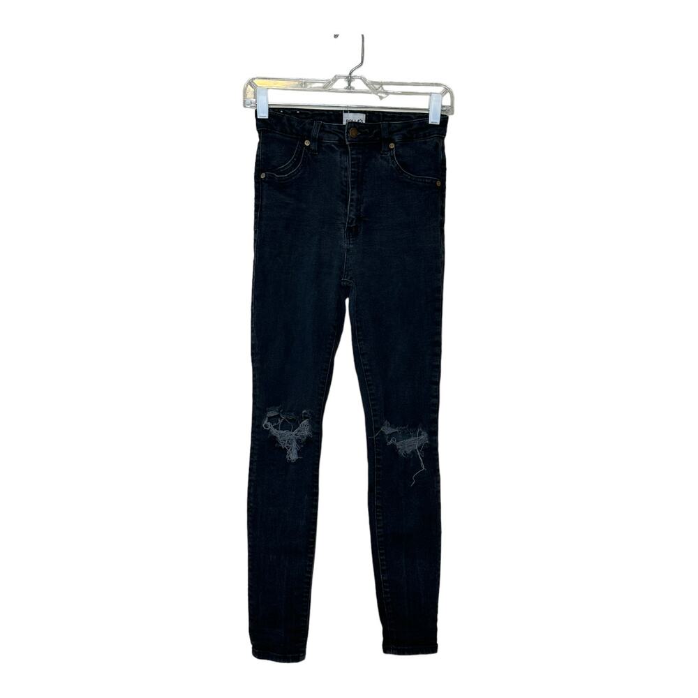 Rolla's black high waist distressed skinny stretch ankle jeans size 27